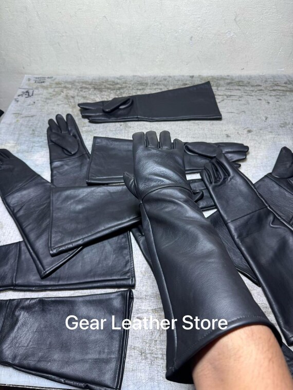 Men's Long Black Leather Gloves-silk Lind Genuine Lambskin Leather-high  QUALITY - Etsy