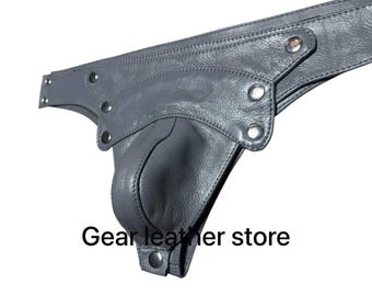 Suspensorio de cuero para hombre, suspensorio para motociclista, polainas de vaquero occidental, polainas de cuero ajustables, polainas para cosplay de festival, ropa interior de cuero