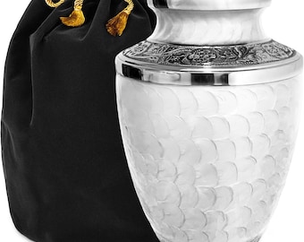 Loving Reflections White Urn for Human Ashes – Large Adult Cremation Urn for Men & Women, Memorial Urn for Display or Burial