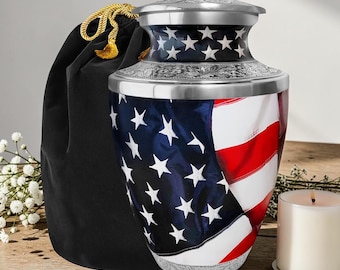 American Flag Cremation Urn – Patriotic Tribute, Veteran Memorial (200 lbs)