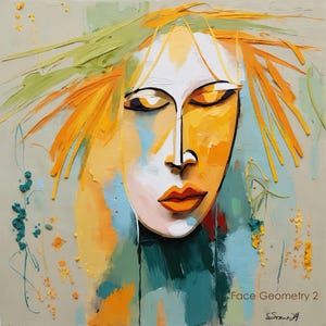 Face Geometry 2 Printable Original Art for Mixed Media and Cards