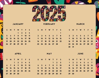 2025 Digital Download: 12-month Printable Calendar, Year at a Glance ...