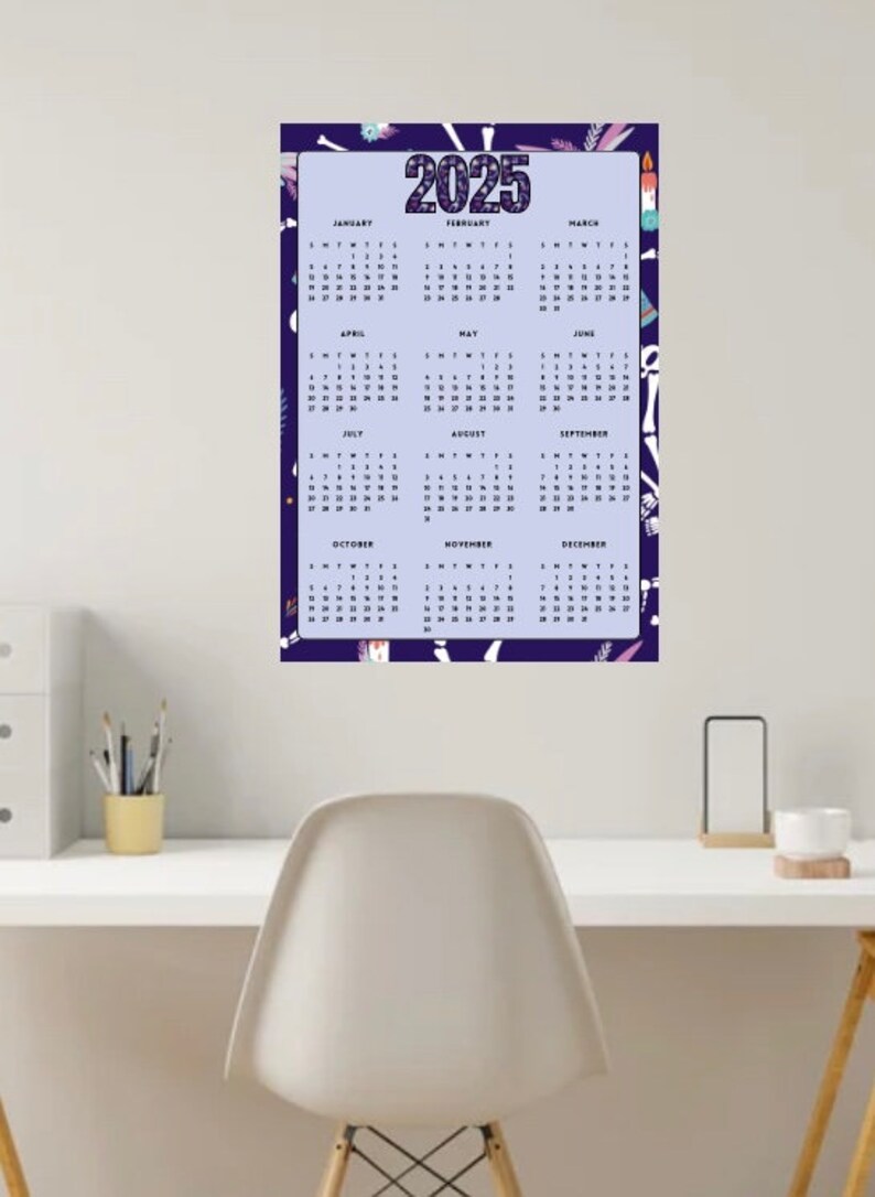 2025 Digital Download: 12-month Printable Calendar, Year at a Glance ...