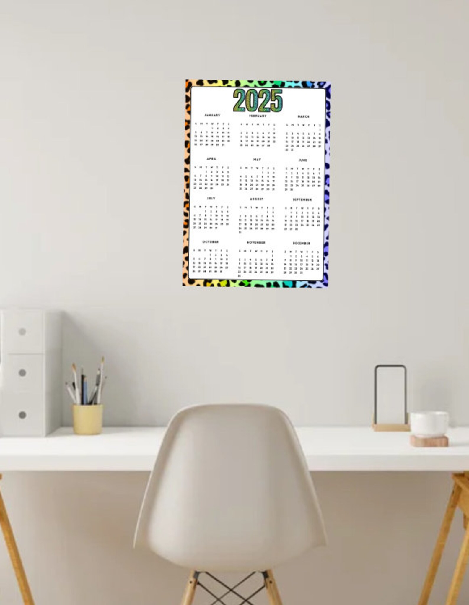 2025 Digital Download: 12-month Printable Calendar, Year at a Glance ...