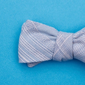 sky blue silk bow tie // self tie bow tie for men & women // silk aloha plaid bow tie image 4