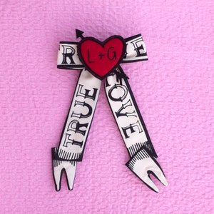 True Love bow tie // personalized initials valentines day bow tie image 1