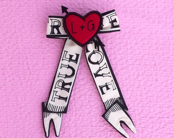 True Love bow tie // personalized initials valentines day bow tie