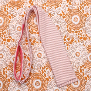 orange and white striped bow tie // self tie bow tie for men & women // peaches and cream micro stripe bow tie image 3