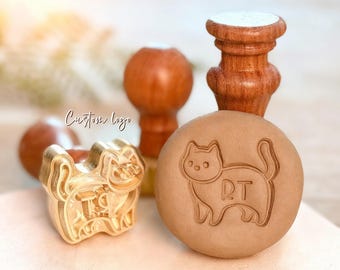 Gepersonaliseerde aardewerkstempel: naamstempel messing klei, handtekening klei, keramisch gereedschap, cadeau voor pottenbakkers