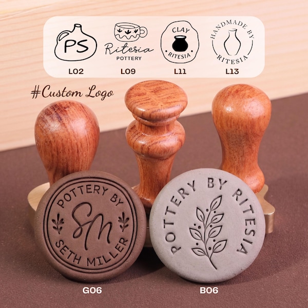 Sello personalizado para cerámica: marca de fabricante personalizada para cerámica, logotipo de firma de arcilla personalizado, sello de latón, regalo para alfarero.