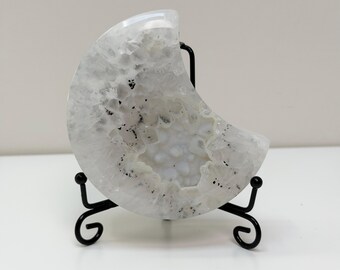 Druzy Agate Moon - Crystal Carvings - Druzy - Sugar Crystals - Minerals - Gifts - Home Decor