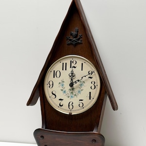 Vintage Cottage Style Wooden Wall Clock, Rooster Weathervane Clock, Floral Face, Large 24 Inch Wall Clock, Parts Repair