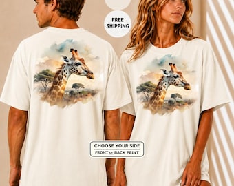 Watercolor Giraffe Shirt, Safari Animal Tee, Wildlife Lover Graphic Apparel
