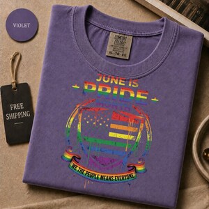 Pride Month T-Shirt We The People Rainbow Flag Shield Tee for LGBTQ Ally Gift