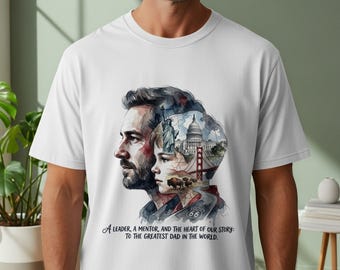 Camiseta con retrato de papá en acuarela, regalo para el Día del Padre, camiseta con diseño de herencia estadounidense.