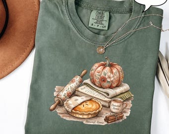 Maglietta autunnale Harvest Home, maglietta per il Ringraziamento con torta di zucca, felpa autunnale accogliente, felpa con cappuccio stile rustico