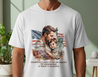 Camiseta patriótica para padre e hijo, camiseta conmemorativa de los monumentos de la bandera de EE. UU.