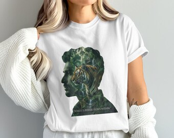 Tiger Forest Graphic Tee, Spiritual Nature Wildlife Lover Shirt