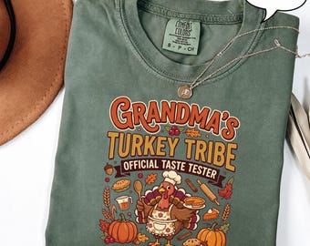 Felpa "Grandma Turkey Tribe", Felpa con cappuccio "Grandma Thanksgiving", Maglietta ufficiale "Taste Tester", Regalo coordinato per la famiglia in autunno, Abbigliamento per il Giorno del Ringraziamento