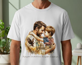 Camiseta patriótica para padre e hijo, diseño de águila en acuarela y estatua de la libertad, regalo para papá estadounidense.
