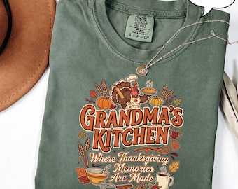 Felpa per la nonna per il Ringraziamento, La cucina della nonna dove nascono i ricordi del Ringraziamento, Felpa autunnale, Maglietta per la famiglia con il tacchino, Regalo per la nonna