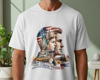 Camiseta con estampado de héroe americano en acuarela, regalo patriótico para papá, ropa de estilo americano.