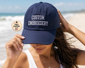 Custom Embroidered Baseball Cap, Personalized Text Hat, Low Profile Cotton Dad Hat, Unisex Gift