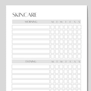 Skincare Routine Planner Template, Weekly Skincare Journal Checklist, Daily Skincare Products Tracker, Printable and Easy to Download