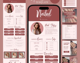Pink Nail Tech Acuity Scheduling Template Nail Acuity Website Template Nail Acuity Booking Site Canva Editable