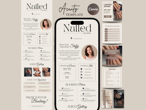 Nail Tech Acuity Scheduling Template Acuity Website Template Nail Acuity Booking Site Canva Editable Nail Acuity Template