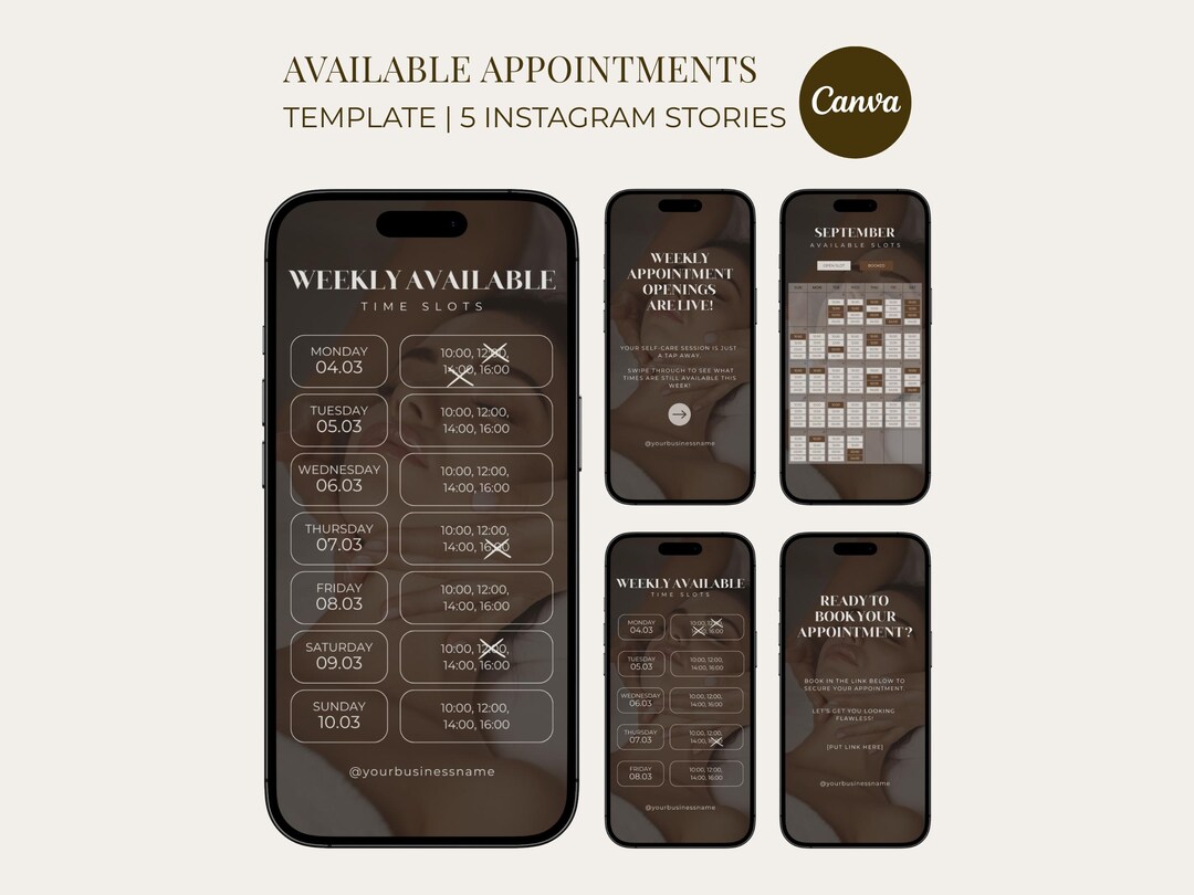 Weekly Available Appointments Template Nail Tech Instagram Story Weekly