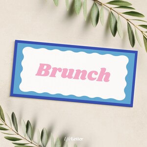 COLLECTION WAVY - Bleu - Modèle de carte de détails de mariage | Design coloré imprimable et modifiable | Téléchargement numérique 14x7cm
