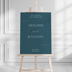 SUNSET COLLECTION - dark blue | wedding welcome sign template | editable printable sign | minimalist wedding design | instant download