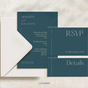 COLLECTION SUNSET - bleu foncé | Ensemble d'invitations de mariage | Modèle imprimable et modifiable | Invitation, RSVP, carte de détails