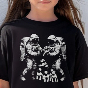 Funny Astronauts Playing with Puppies Toddler & Youth Shirt, Astronaut Tshirt, Kids Space Shirt, Outerspace Birthday Theme, Astronomy Shirt