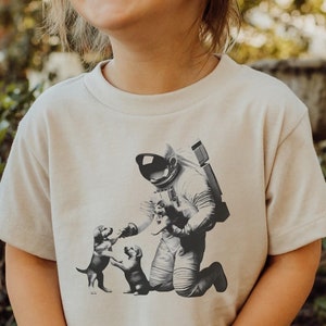 Funny Astronaut Playing with Puppies Toddler & Youth Shirt, Astronaut Tshirt, Kids Space Shirt, Outerspace Birthday Theme, Astronomy Shirt