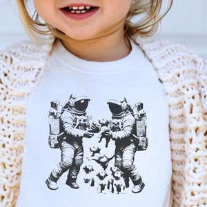 Funny Astronauts Playing with Puppies Toddler & Youth Shirt, Astronaut Tshirt, Kids Space Shirt, Outerspace Birthday Theme, Astronomy Shirt