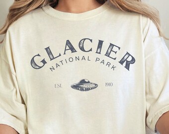 Glacier National Park Shirt, UFO T-Shirt, Family Vacation Trip Shirt, Mountain Tee, Camping Hiking Outdoor Gift, Glacier Adventure T-Shirt