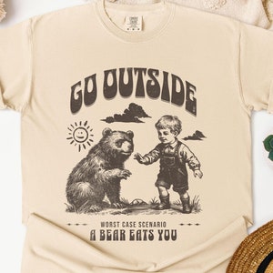 Go Outside Worst Case Scenario A Bear Kills You, Funny Camping Shirt, Skeleton On Bear Shirt, Outdoor Shirt, Halloween Tshirt, Camper Gift