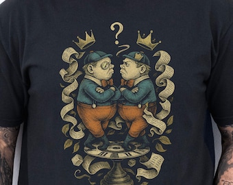 Tweedledum Tweedledee Twins T-Shirt, Surreal Fantasy Alice Tee, Vintage Wonderland Inspired Shirt, Gothic Storycore Top, Odd Characters Gift
