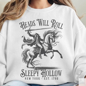 Sleepy Hollow Sweater, Horror Movie, Heads Will Roll, Halloween Pumpkin T-Shirt, Dark Academia, Spooky Season, Headless Horseman Sweatshirt