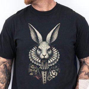 The White Rabbit Halloween Tshirt, Alice In Wonderland, Follow The White Rabbit Scary Horror Movie Fan, Mad Hatter Tea Party Spooky Shirt