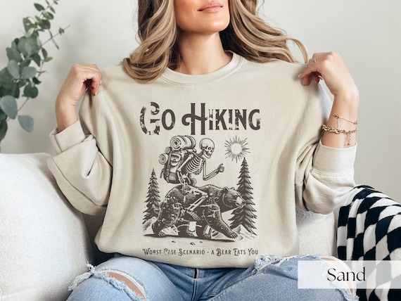 Go Hiking Worst Case Scenario A Bear Kills You, Funny Camping Sweater, Skeleton Bear Sweatshirt, Outdoor Sweater, Halloween Tee, Camper Gift