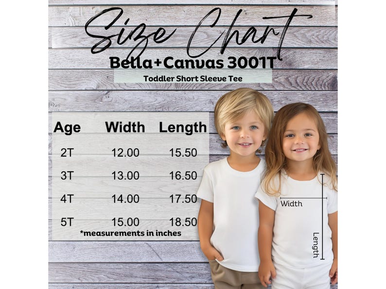 bella canvas size chart