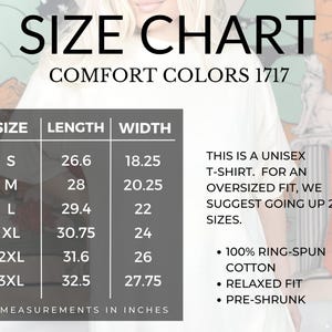 Comfort Colors 1717 Size Chart