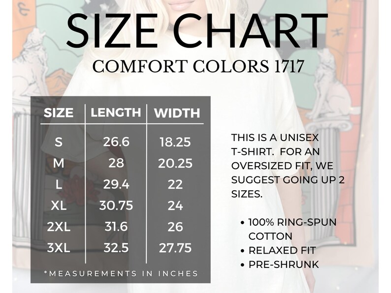 Comfort Colors 1717 Size Chart