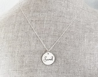 College Jewelry Michelle Sterling Silver Antiqued Oval Bead in Script Font