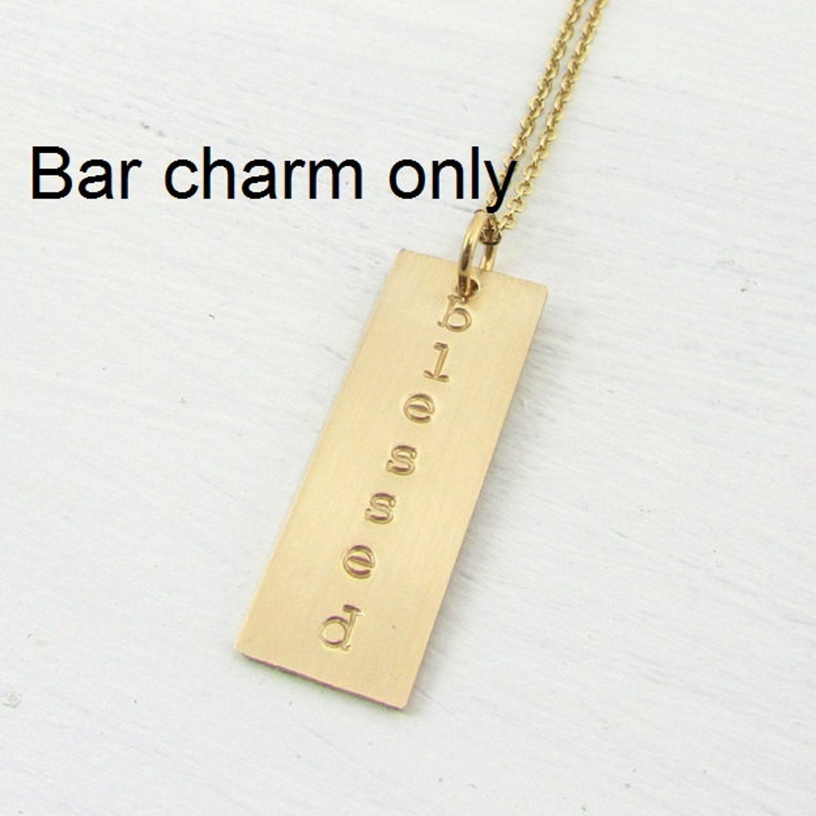 Gold Bar Charm Gold Nameplate Charm Personalized Name Etsy