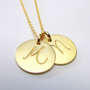 Gold Initial Necklace | Two Charm Necklace | Gold Filled (14K GF) Pendant Chain Necklace | LYLA by E. Ria Designs