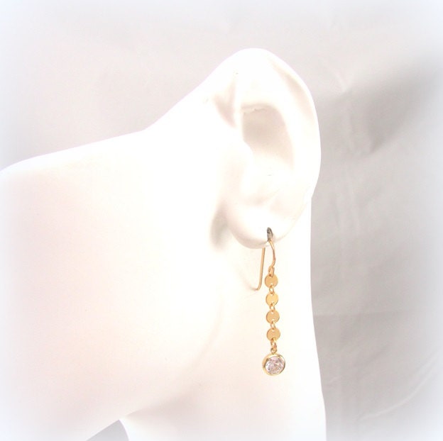 CZ Drop Gold Earrings Fake Diamond Earrings in Gold Gold Etsy